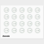 Sticker Rond Sage Green Monogram Return Address (Feuille)