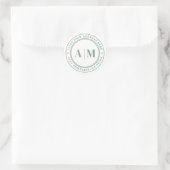 Sticker Rond Sage Green Monogram Return Address (Sac)