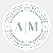 Sticker Rond Sage Green Monogram Return Address (Devant)