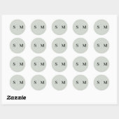 Sticker Rond Sage Green Monogramme Mariage élégant (Feuille)