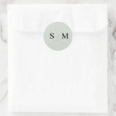 Sticker Rond Sage Green Monogramme Mariage élégant (Sac)