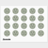 Sticker Rond Sage Green Monogramme Mariage Favoriser Merci (Feuille)