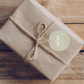Sticker Rond Sage Green Monogramme Mariage Favoriser Personnali