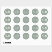 Sticker Rond Sage Green Monogramme Merci Faveurs de mariage (Feuille)