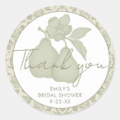 Sticker Rond Sage Green Perfect Pear Fête des mariées Merci (Devant)