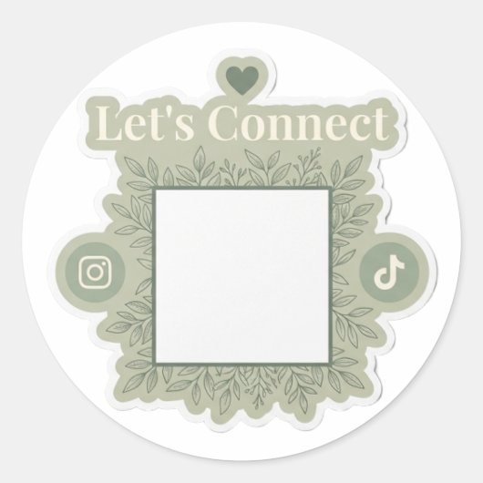 Sticker Rond Sage Green QR Code Let's Connect Small Business St (Devant)