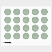 Sticker Rond Sage Green Sa boîte de traitement Mariage préférée (Feuille)