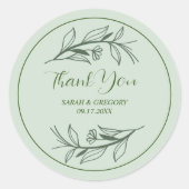 Sticker Rond Sage Green Simple Boho Merci Mariage Faveur (Devant)