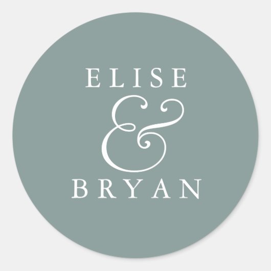 Sticker Rond Sage Green Simple Moderne Élégant Mariage (Devant)