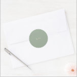 Sticker Rond Sage Green Simple Monogram Modern Wedding<br><div class="desc">Modern style wedding stickers featuring a simple yet elegant design.</div>