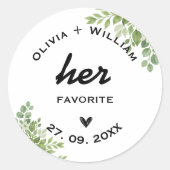 Sticker Rond Sage Green Son Favori Ses Favoris Faveurs (Devant)
