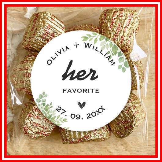 Sticker Rond Sage Green Son Favori Ses Favoris Faveurs