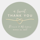 Sticker Rond Sage Green Sweet Merci Mariage (Devant)