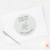Sticker Rond Sage Green Time for Refill Label Small Business (Enveloppe)