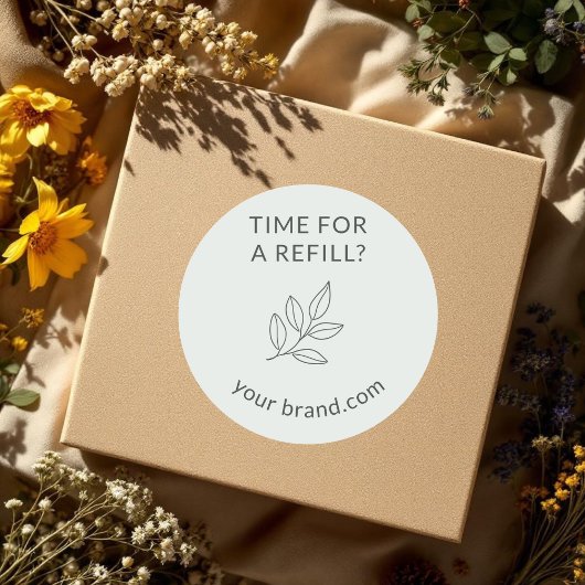 Sticker Rond Sage Green Time for Refill Label Small Business