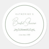 Sticker Rond Sage Green Toile Bridal Shower (Devant)