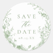 Sticker Rond Sage Green Toile Mariage victorien Enregistrer La  (Devant)