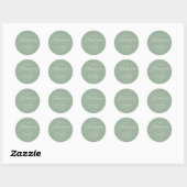 Sticker Rond Sage Green Un Merci sucré Faveur de mariage (Feuille)