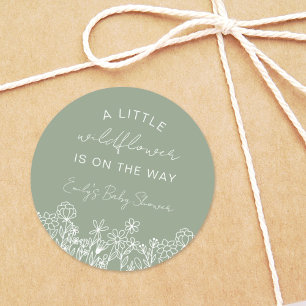 Sticker Rond Sage Green Un Petit Baby shower Fleur sauvage