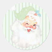 Sticker Rond Sage Green Vintage Winking Père Noël (Devant)