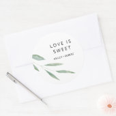 Sticker Rond Sage Greenery Love is Sweet Sticker, Mariage Favor (Enveloppe)