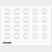 Sticker Rond Sage Line Art Botanique Wreath Mariage Monogramme (Feuille)