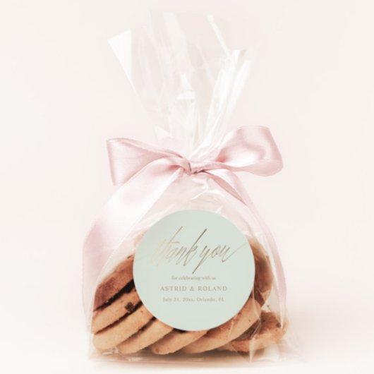 Sticker Rond Sage minimal Vert & Faux Gold Wedding Favoriser