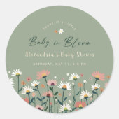 Sticker Rond Sage Moderne Boho Fleur sauvage bébé en fleurs dou (Devant)