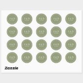 Sticker Rond Sage | Monogramme classique Mariage (Feuille)