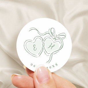 Sticker Rond Sage Monogramme de coeurs dessinés à la main Maria