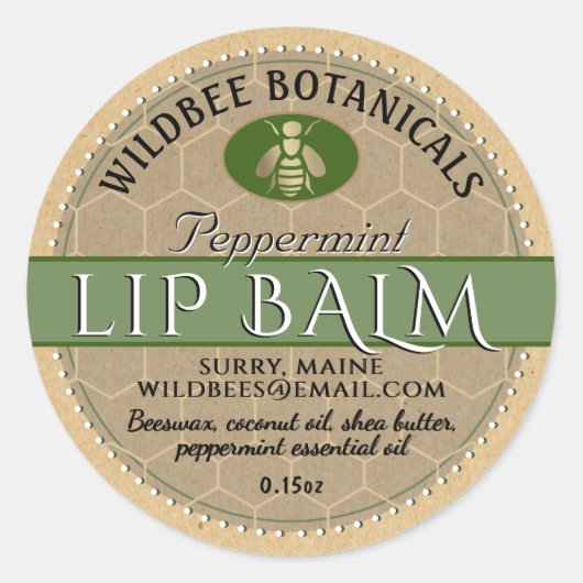 Sticker Rond Sage sur Baume à lèvres en cire d'abeille Kraft av (Devant)