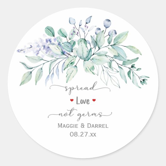 Sticker Rond Sage Vert & Bleu Vert Étaler Amour Pas Germes (Devant)