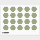 Sticker Rond Sage Vert Élégant Neutre Solide Une Couleur (Feuille)