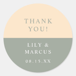 Sticker Rond Sage Vert Et Crème Merci Mariage Faveur