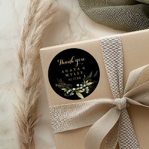 Sticker Rond Sage Vert Eucalyptus Or Remerciement Mariage Cadea