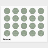 Sticker Rond Sage Vert Minimaliste Script Oh Bébé (Feuille)