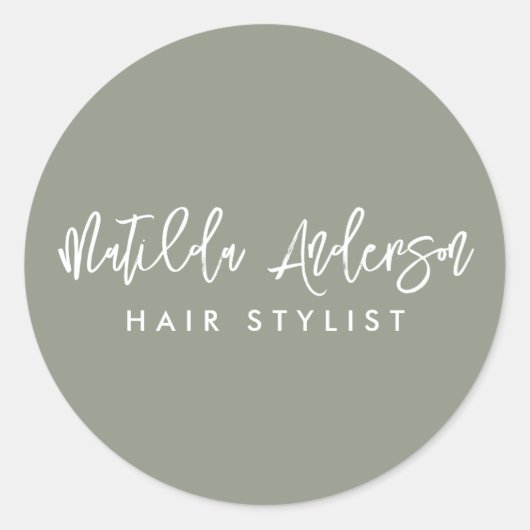 Sticker Rond Sage vert moderne minima élégant script (Devant)