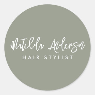 Sticker Rond Sage vert moderne minima élégant script