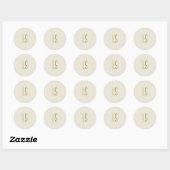 Sticker Rond Sage vert monogramme initial simple (Feuille)