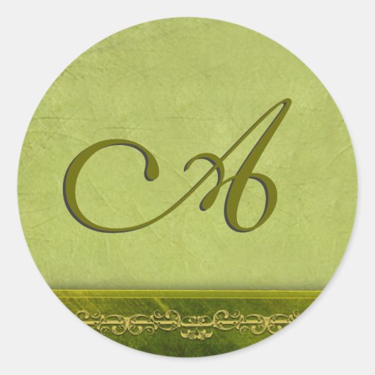 Sticker Rond Sage vert monogramme - personnaliser votre propre (Devant)