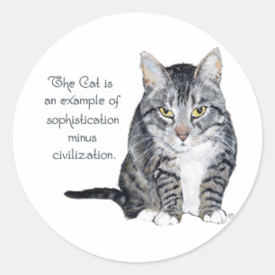 Sticker Rond Sagesse Chat - Sophistication moins Civilisation ?
