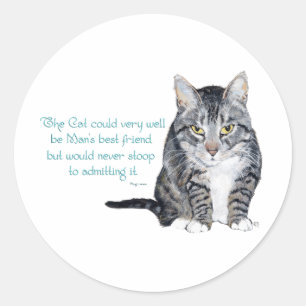 Sticker Rond Sagesse de chat - et amitié