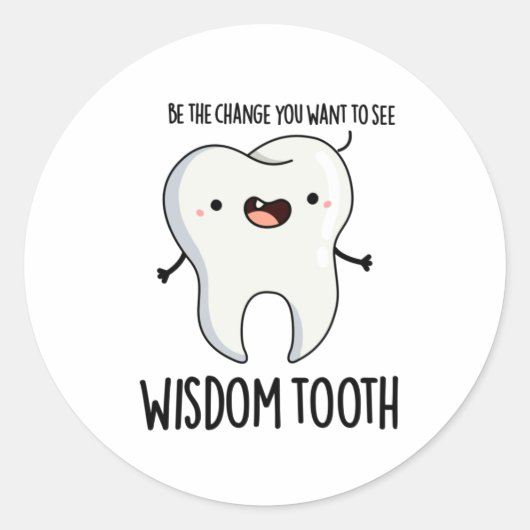 Sticker Rond Sagesse Dent Dentelle Dentelle Sage Dentelle Pun d (Devant)
