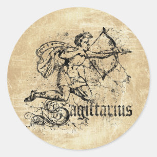 Sticker Rond Sagittaire zodiaque vintage