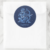 Sticker Rond Sagittarius Constellation & Zodiac Signe avec étoi (Sac)