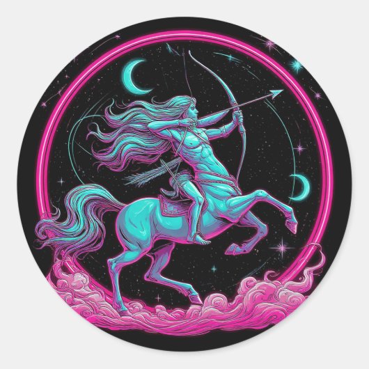 Sticker Rond Sagittarius signe zodiaque (Devant)