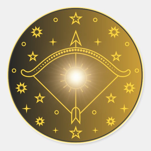 Sticker Rond Sagittarius Zodiac Emblem Minimal Celestial Symbol (Devant)
