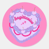 Sticker Rond Sagittarius Zodiac Pastel Coeur Gâteau d'anniversa (Devant)