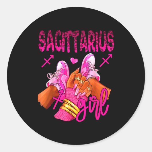 Sticker Rond Sagittarius Zodiac Sign Birthday Queens Horoscope (Devant)