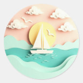 Sticker Rond Sailboat on the Sea (Devant)